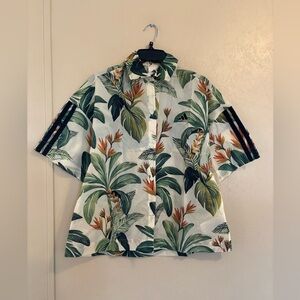 NWT FARM Rio x Adidas Tropical Breeze Cream White Shirt sz S